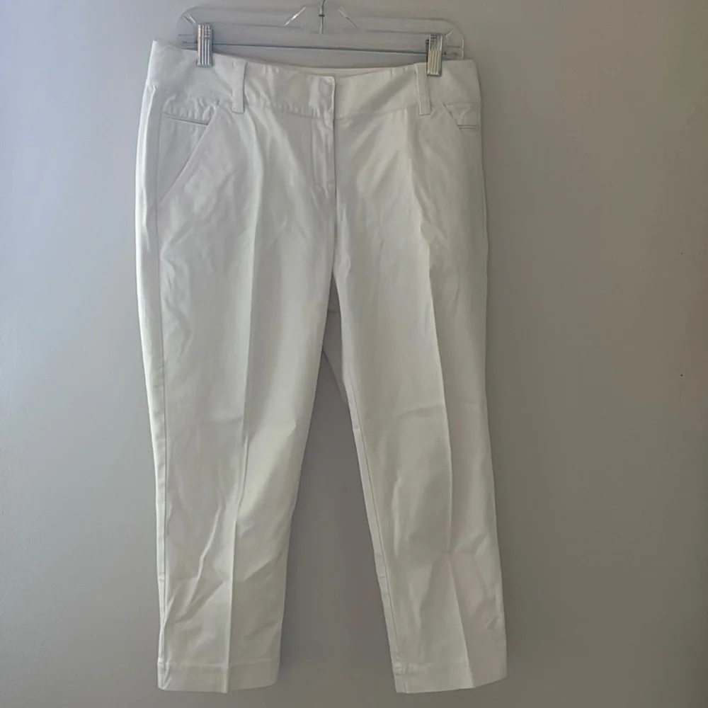 Eileen Fisher crop capri off white‎ cotton pants Sz M